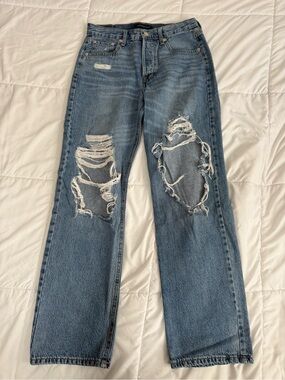 Aeropostale Distressed Light Blue Straight-Leg Jeans